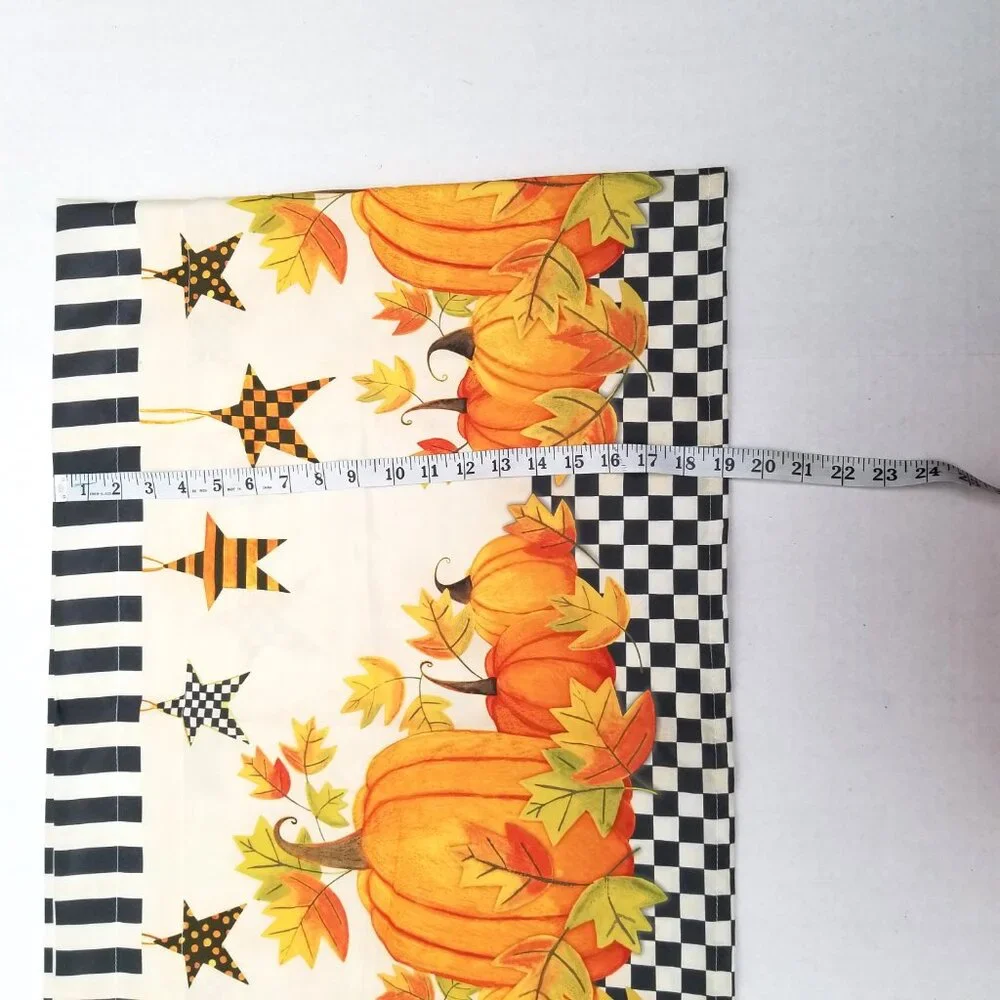 Avanti Linens Pumpkin Valance Fall Harvest Checkered Curtain Orange Black